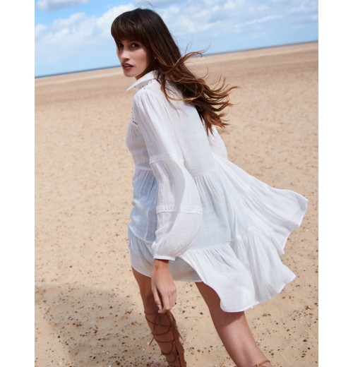 Crochet Insert Oversized Shirt Dress Crochet Insert Oversized Shirt Dress