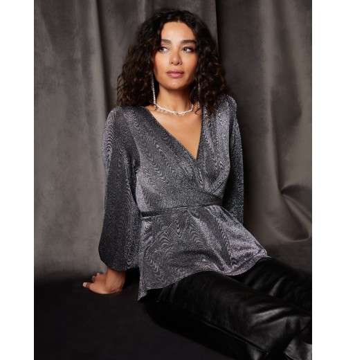 Tie Front Lurex Top Tie Front Lurex Top