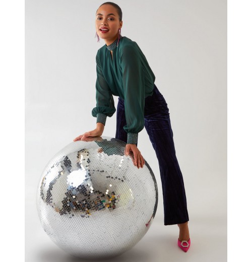 Diamante Collar & Cuff Puffball Top Diamante Collar & Cuff Puffball Top