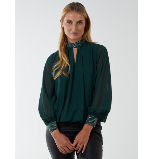 Diamante Collar & Cuff Puffball Top Diamante Collar & Cuff Puffball Top
