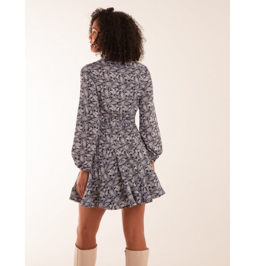 Shirt Mini Dress With Godet Hem & Tie Shirt Mini Dress With Godet Hem & Tie