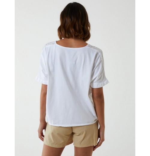 Broderie Batwing Knot Front Top Broderie Batwing Knot Front Top