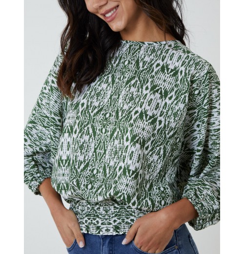 Shirred Hem Batwing Top Shirred Hem Batwing Top