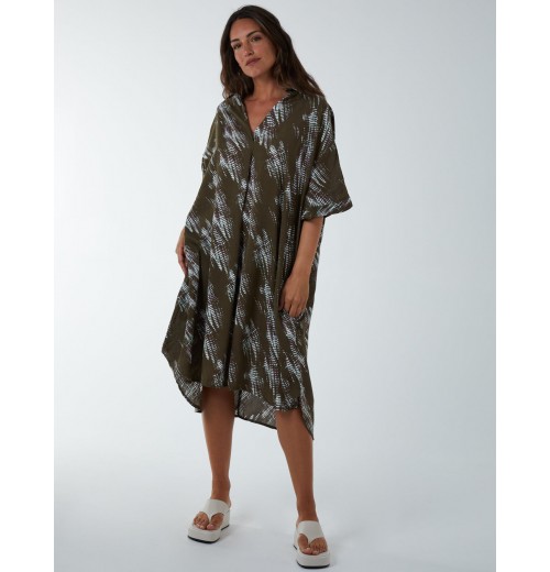 Printed Collar Tunic Dress Printed Collar Tunic Dress