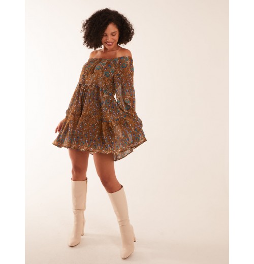 Bardot Neck Mini Trapeze Dress Bardot Neck Mini Trapeze Dress