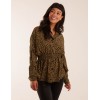 Leopard Print Shirred Waist Shirt Leopard Print Shirred Waist Shirt