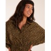 Leopard Print Shirred Waist Shirt Leopard Print Shirred Waist Shirt