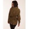Leopard Print Shirred Waist Shirt Leopard Print Shirred Waist Shirt