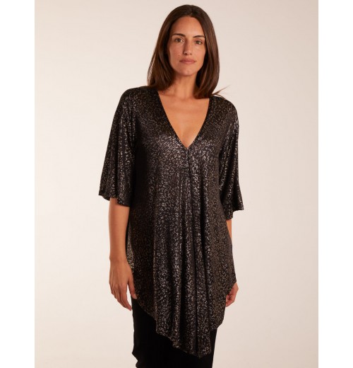 Leopard V Neck Tie Front Top Leopard V Neck Tie Front Top