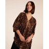 Zip Front Leopard Diamante Tunic Top Zip Front Leopard Diamante Tunic Top