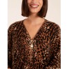 Zip Front Leopard Diamante Tunic Top Zip Front Leopard Diamante Tunic Top