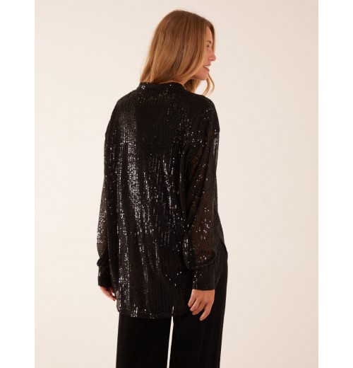 Grandad Collar Sequin Shirt Grandad Collar Sequin Shirt