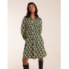 Geometric Print Shirred Bust Long Sleeve Shirt Dress Geometric Print Shirred Bust Long Sleeve Shirt Dress