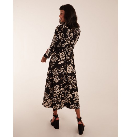 Shirred Bust Long Sleeve Midi Shirt Dress Shirred Bust Long Sleeve Midi Shirt Dress