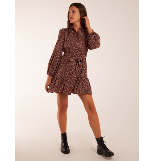 Ruched Shoulder Mini Shirt Dress Ruched Shoulder Mini Shirt Dress