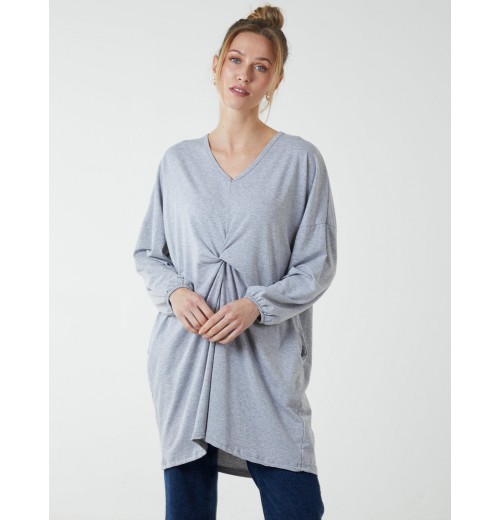Twist Front Cotton Tunic With Side Pocket Twist Front Cotton Tunic With Side Pocket