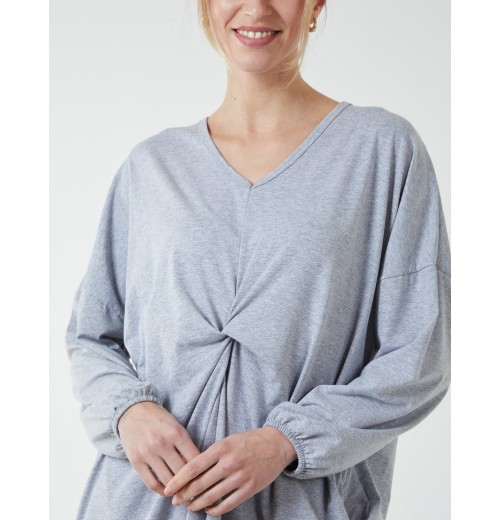 Twist Front Cotton Tunic With Side Pocket Twist Front Cotton Tunic With Side Pocket