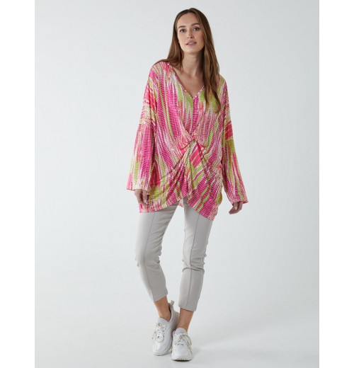 Twist Front Abstract Long Sleeve Top Twist Front Abstract Long Sleeve Top