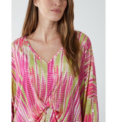 Twist Front Abstract Long Sleeve Top Twist Front Abstract Long Sleeve Top