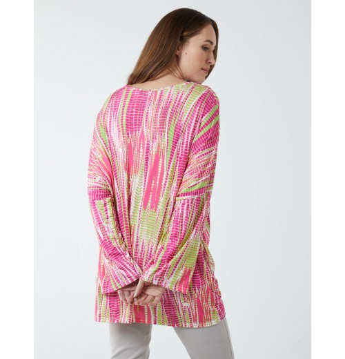 Twist Front Abstract Long Sleeve Top Twist Front Abstract Long Sleeve Top