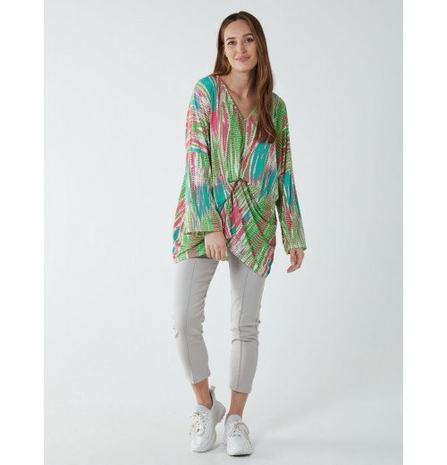 Twist Front Abstract Long Sleeve Top Twist Front Abstract Long Sleeve Top