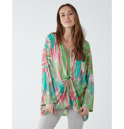 Twist Front Abstract Long Sleeve Top Twist Front Abstract Long Sleeve Top