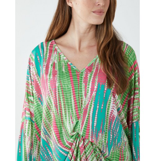 Twist Front Abstract Long Sleeve Top Twist Front Abstract Long Sleeve Top