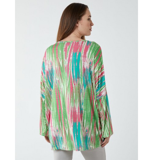 Twist Front Abstract Long Sleeve Top Twist Front Abstract Long Sleeve Top