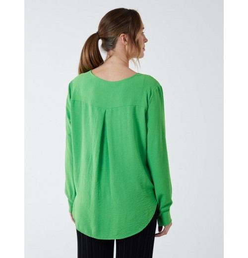 Crossover Woven Plain Blouse Crossover Woven Plain Blouse