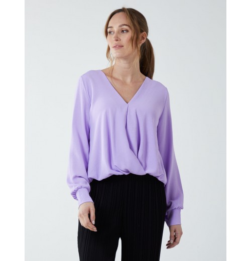 Crossover Woven Plain Blouse Crossover Woven Plain Blouse