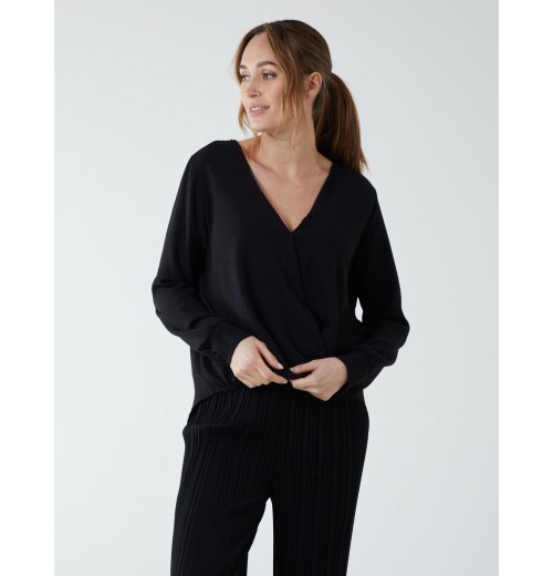 Crossover Woven Plain Blouse Crossover Woven Plain Blouse