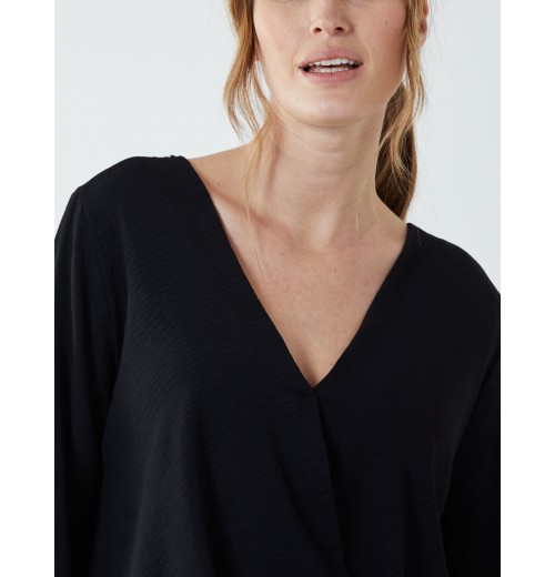 Crossover Woven Plain Blouse Crossover Woven Plain Blouse
