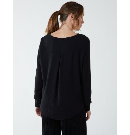 Crossover Woven Plain Blouse Crossover Woven Plain Blouse