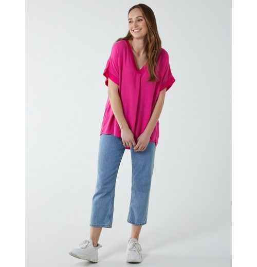 Satin Trim V Neck Top Satin Trim V Neck Top