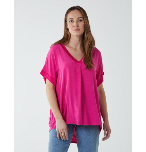 Satin Trim V Neck Top Satin Trim V Neck Top