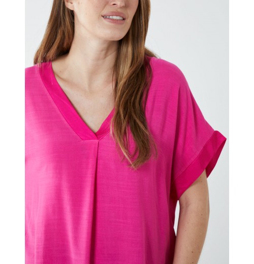 Satin Trim V Neck Top Satin Trim V Neck Top