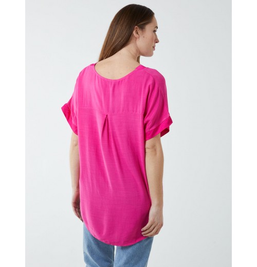 Satin Trim V Neck Top Satin Trim V Neck Top