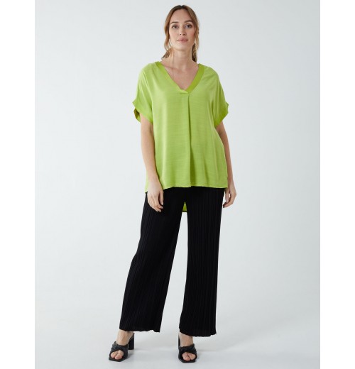 Satin Trim V Neck Top Satin Trim V Neck Top