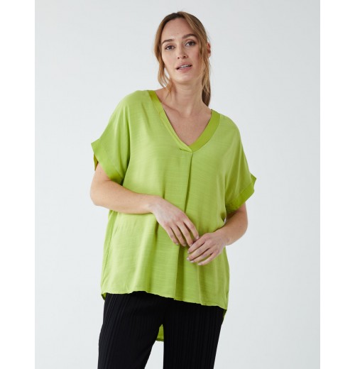 Satin Trim V Neck Top Satin Trim V Neck Top