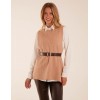 Rib Knit Vest With Blouse With Belt Rib Knit Vest With Blouse With Belt