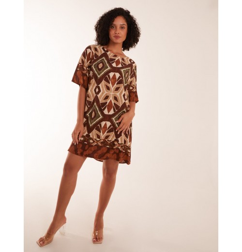 Tribal Print Short Sleeve Dress Tribal Print Short Sleeve Dress