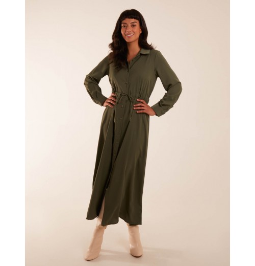 Drawstring Button Through Shirt Maxi Dress Drawstring Button Through Shirt Maxi Dress