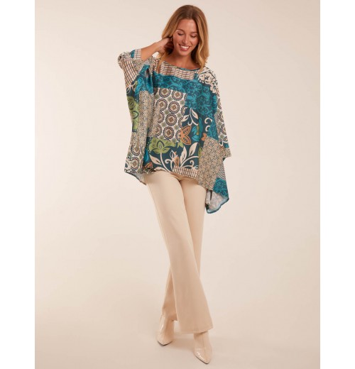 Patchwork Satin Oversized Top Patchwork Satin Oversized Top