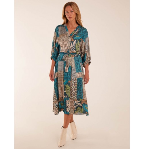 Satin Button Kimono Sleeve Shirt Dress Satin Button Kimono Sleeve Shirt Dress