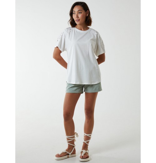 Embellished Shoulder Basic Top Embellished Shoulder Basic Top