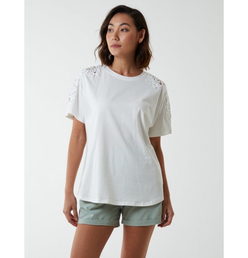 Embellished Shoulder Basic Top Embellished Shoulder Basic Top