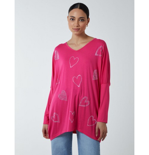 Hotfix Multi Heart Batwing Top Hotfix Multi Heart Batwing Top