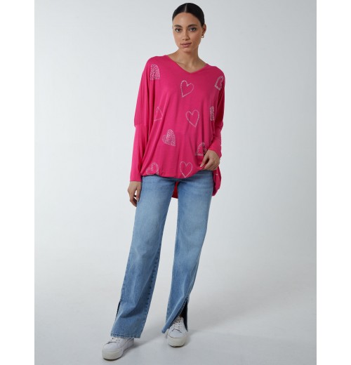 Hotfix Multi Heart Batwing Top Hotfix Multi Heart Batwing Top