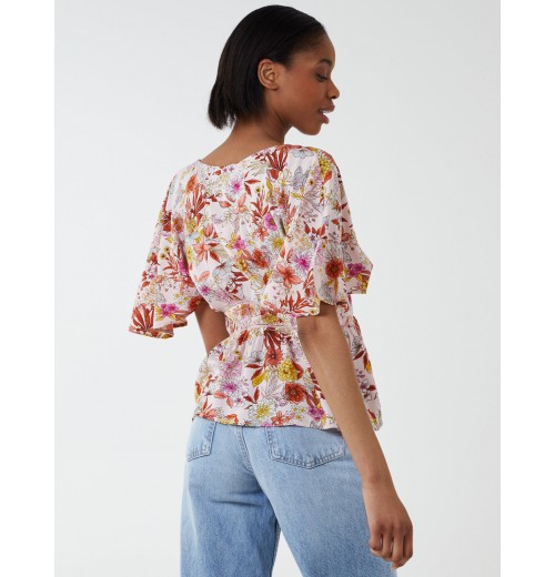 Button Front Batwing Peplum Top Button Front Batwing Peplum Top