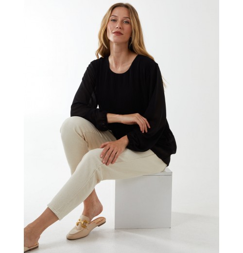 Long Sleeve Pleated Top Long Sleeve Pleated Top